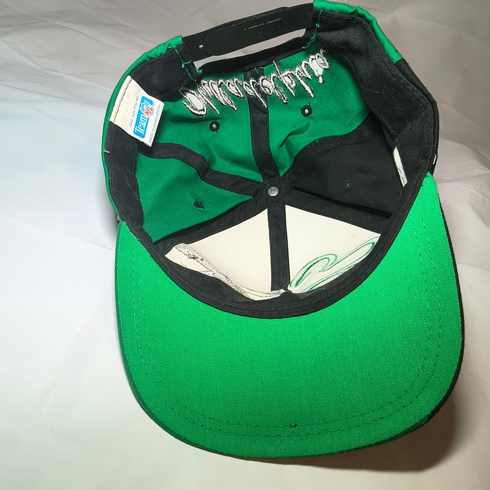 RARE! Vintage Philadelphia Eagles Logo 7 Snapback Team NFL Black Green Mens Cap - Picture 5 of 7